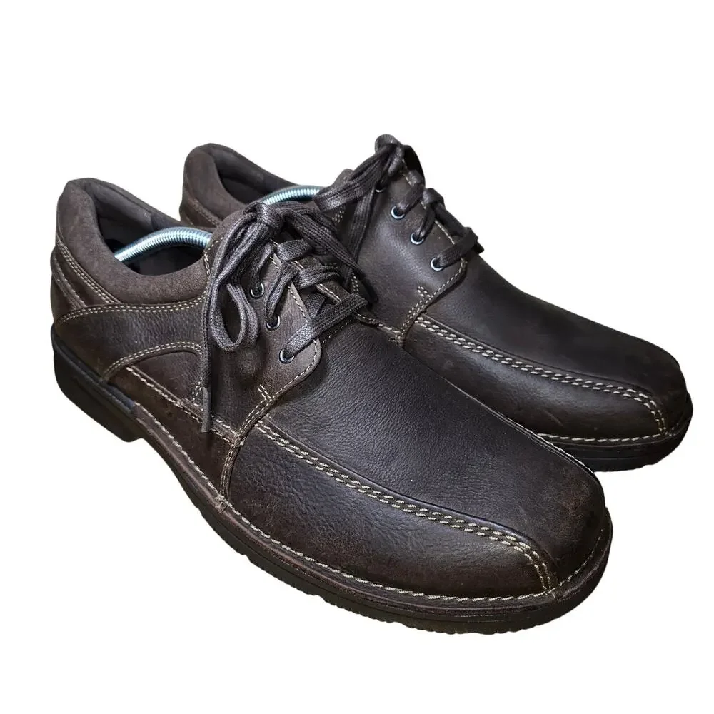 Clarks 26066250 Men's Brown Leather Lace Up Apron Toe Casual Shoes Size 11.5